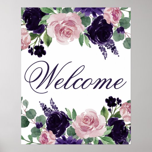 Poster Fleurs luxuriantes | Accueil rose violet et rose (Devant)