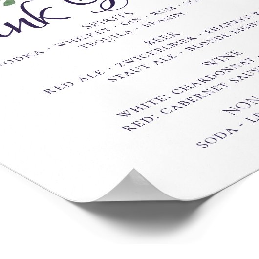 Poster Fleurs luxuriantes | Menu Boisson Garland violet e (Coin)