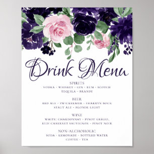 Poster Fleurs luxuriantes   Menu Boisson Garland violet e