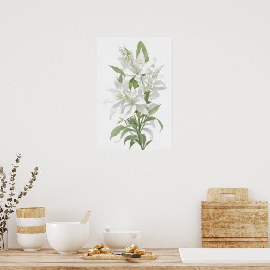 Poster Fleurs Lys Blanches (Cuisine)