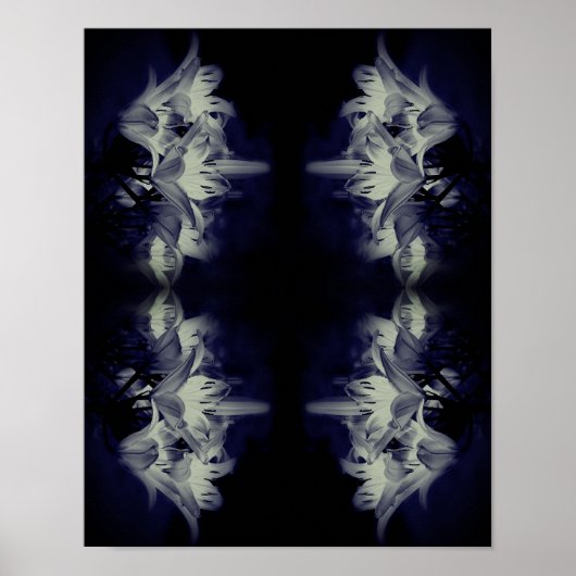 Poster Fleurs Lys En Noir Et Blanc Abstrait (Devant)