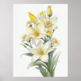 Poster Fleurs Lys Jaunes