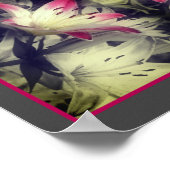 Poster Fleurs Lys Noir Et Blanc Partiel Abstrait (Coin)