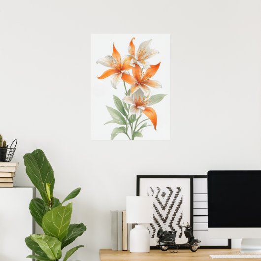 Poster Fleurs Lys orange (Bureau à domicile)