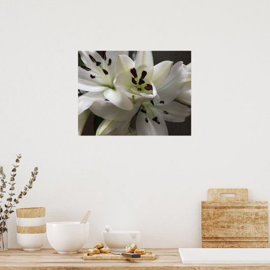 Poster Fleurs Lys Orientales Blanches (Cuisine)
