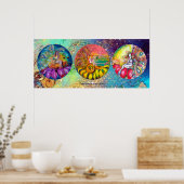 POSTER FLEURS MAGIQUES EN BLEU GEEN GOLD SPARKLES (Cuisine)