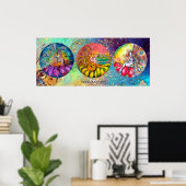 POSTER FLEURS MAGIQUES EN BLEU GEEN GOLD SPARKLES (Bureau à domicile)