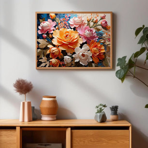 Poster Fleurs magiques IA Art Peinture Beauté