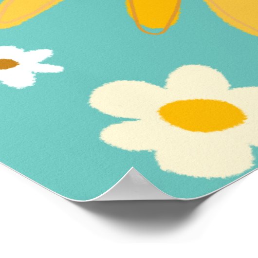 Poster Fleurs marguerites Retro Art (Coin)