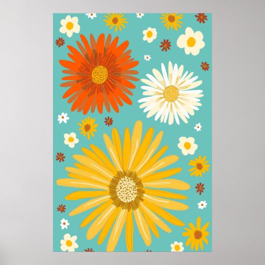 Poster Fleurs marguerites Retro Art (Devant)