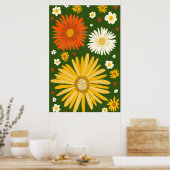 Poster Fleurs marguerites Retro Art (Cuisine)