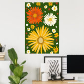 Poster Fleurs marguerites Retro Art (Bureau à domicile)