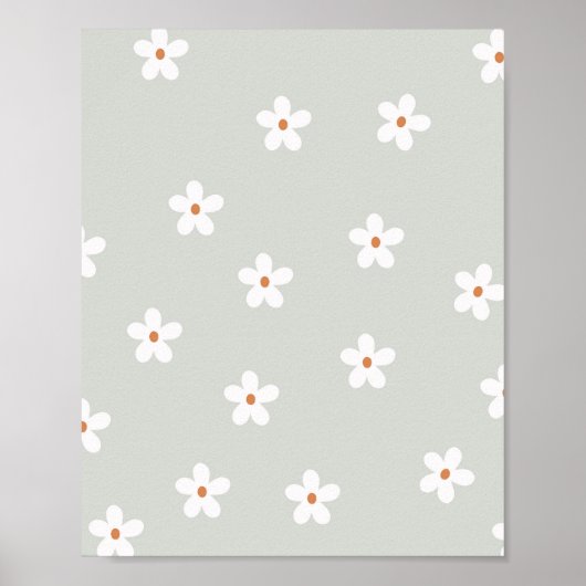 Poster Fleurs marguerites vertes (Devant)