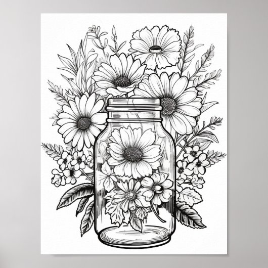 Poster Fleurs Mélangées En Colorant Jar (Devant)