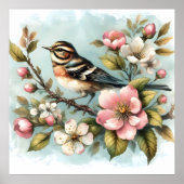 Poster Fleurs mignonnes amateurs d'oiseaux (Devant)