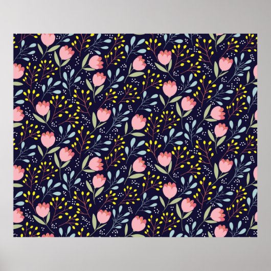 Poster Fleurs mignonnes sans couture motif (Devant)