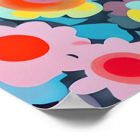 Poster Fleurs mod rétro (Coin)