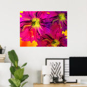 Poster Fleurs modernes Abstraites Fuchsia (Magenta) (Bureau à domicile)