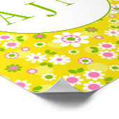 Poster Fleurs Mood rétro Monogramme jaune et blanc (Coin)