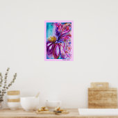 POSTER FLEURS MORTES BLANCHES EN ROSE, PARKLES D'OR (Cuisine)