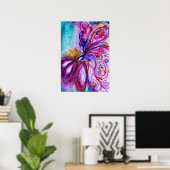 POSTER FLEURS MORTES BLANCHES EN ROSE, PARKLES D'OR (Bureau à domicile)