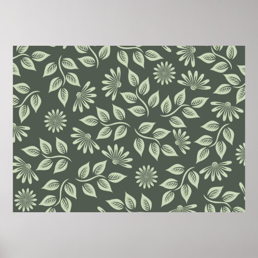 Poster Fleurs motif vert printemps (Devant)