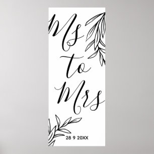 Poster Fleurs Ms à Mrs enterrement de vie de jeune fille