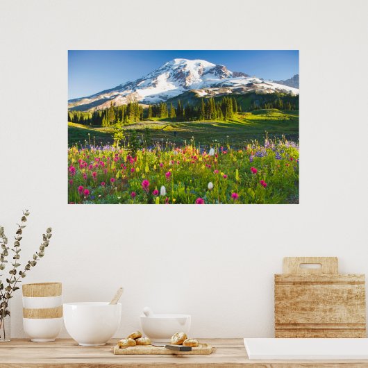 Poster Fleurs | Mt. Rainier Fleurs sauvages (Cuisine)