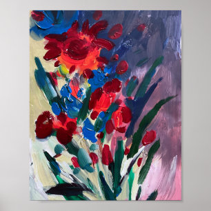 Poster Fleurs multicolores, peinture .