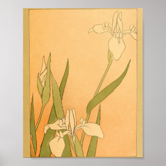 Poster Fleurs murales japonaises vintages