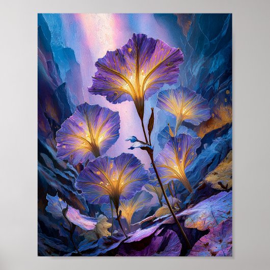 Poster Fleurs nocturnes lumineuses (Devant)