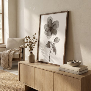 Poster Fleurs noir et blanc esthétique élégant stylé