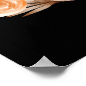 Poster Fleurs noir marron et pêche avec monogramme  (Coin)