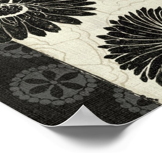Poster Fleurs noires et blanches (Coin)