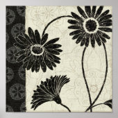 Poster Fleurs noires et blanches (Devant)