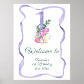 Poster Fleurs numéro 1er fête d'anniversaire (Devant)