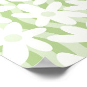 Poster Fleurs ondulées Trippy Motif vert Pastel Sage (Coin)