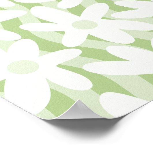 Poster Fleurs ondulées Trippy Motif vert Pastel Sage (Coin)