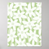 Poster Fleurs ondulées Trippy Motif vert Pastel Sage (Devant)
