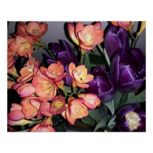 Poster Fleurs orange et violette