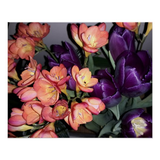 Poster Fleurs orange et violette (Devant)