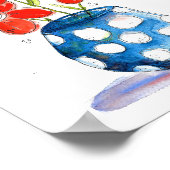 Poster Fleurs orangées Whimsical dans Vase Bleu (Coin)