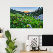 Poster Fleurs | Parc national du Mont Rainier (Bureau à domicile)