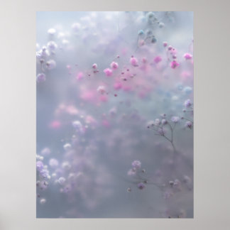 Poster Fleurs pastel douces dans un flou rêveur 