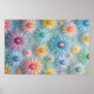 Poster Fleurs pastel translucides gaies