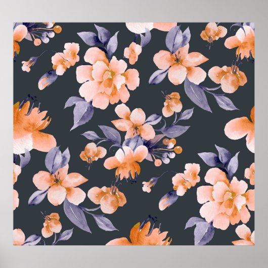 Poster Fleurs peintes Arrière - plan sans couture (Devant)
