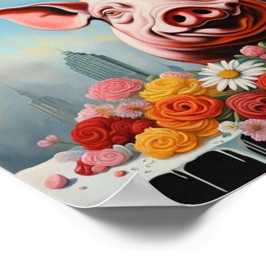 Poster Fleurs & Pig Wall Art (Coin)