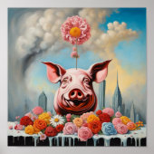 Poster Fleurs & Pig Wall Art (Devant)