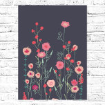 Poster Fleurs Plymouth Boho foncé Floral<br><div class="desc">Art bohème moderne. Joli boho lâche peinture florale rose sur un arrière - plan gris foncé. Inspiré par les fleurs sauvages qui poussent à Plymouth. Art original de Nic Squirrell.</div>
