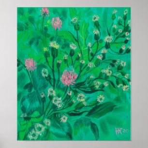 Poster Fleurs Pour Bumblebee, Peinture Fleur sauvage D'Ét